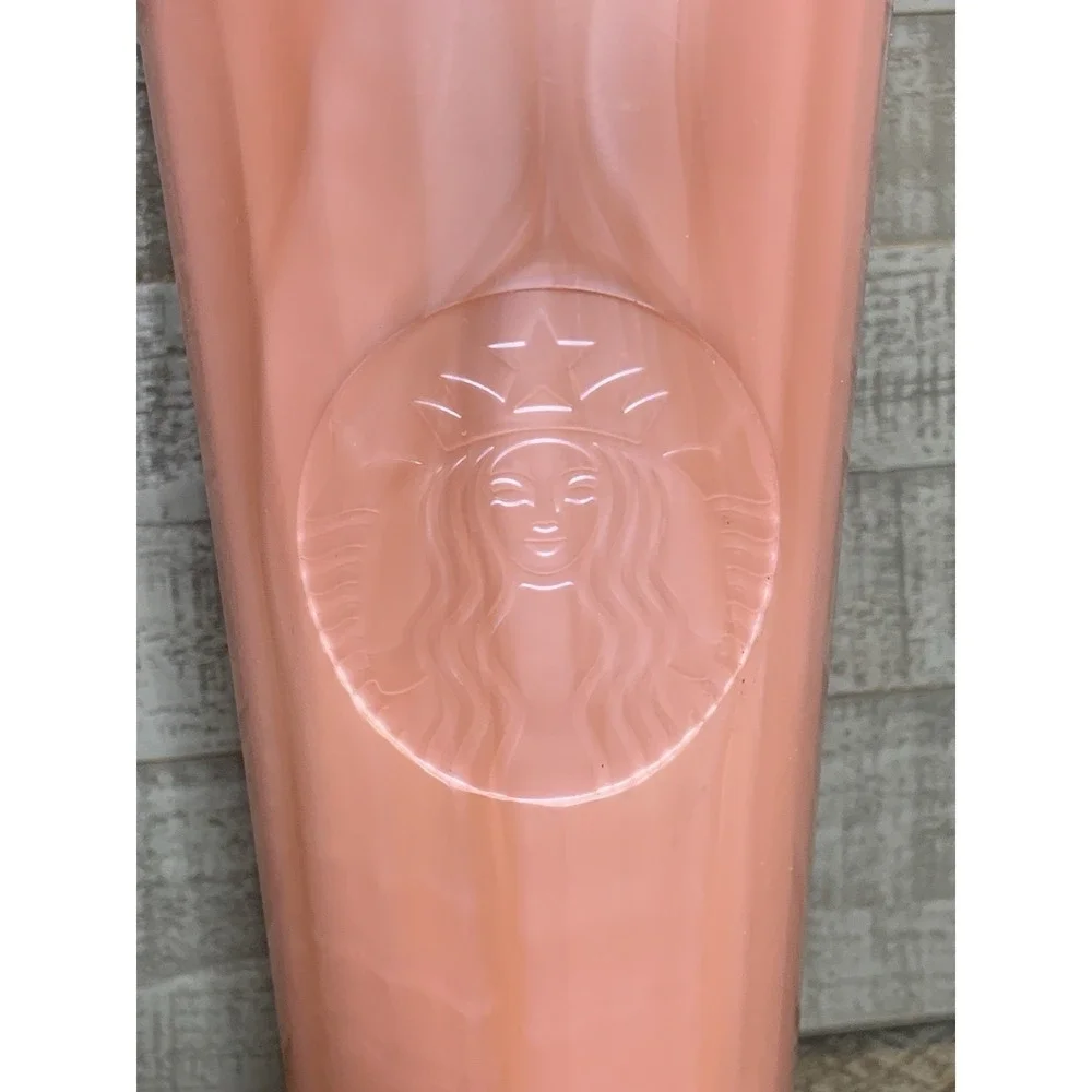 Starbucks 24oz Peach Dome Lid Cold Cup Tumbler with Straw Summer‎ 2021